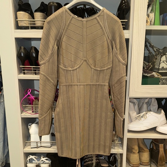 House of CB Dresses & Skirts - House of CB Structured Taupe Long Sleeve Dress